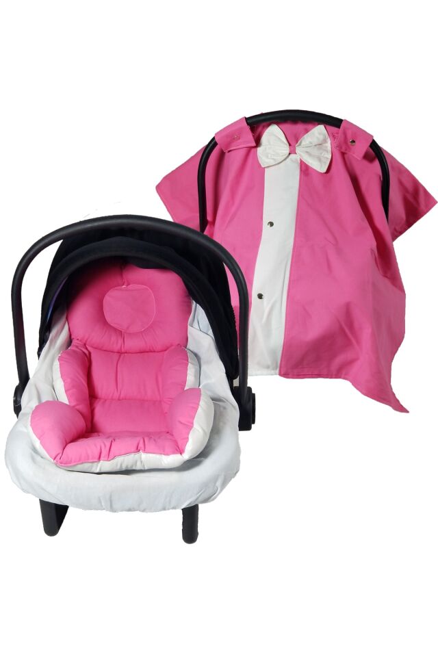 Puset Örtüsü, Puset Çarşafı, Ortopedik Puset Minderi 3 Lü Set Pembe