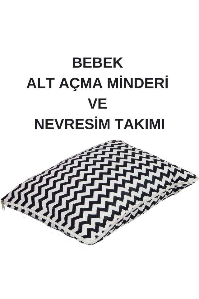 Babynest Puset Içi Set Araba Minderi Emzirme Örtüsü Ve Minderi Beşik Içi Nevresim Takımı 15 Li Set Siyah Zikzak