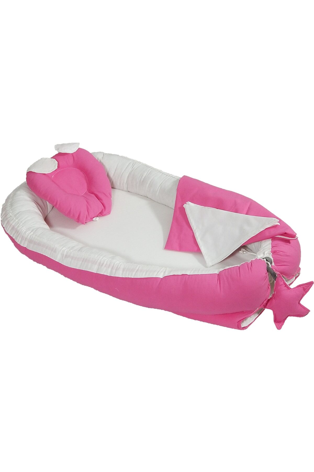 %100 Pamuklu Kumaş Pembe Babynest I-babynest Anne Yanı Bebek Yatağı Pembe