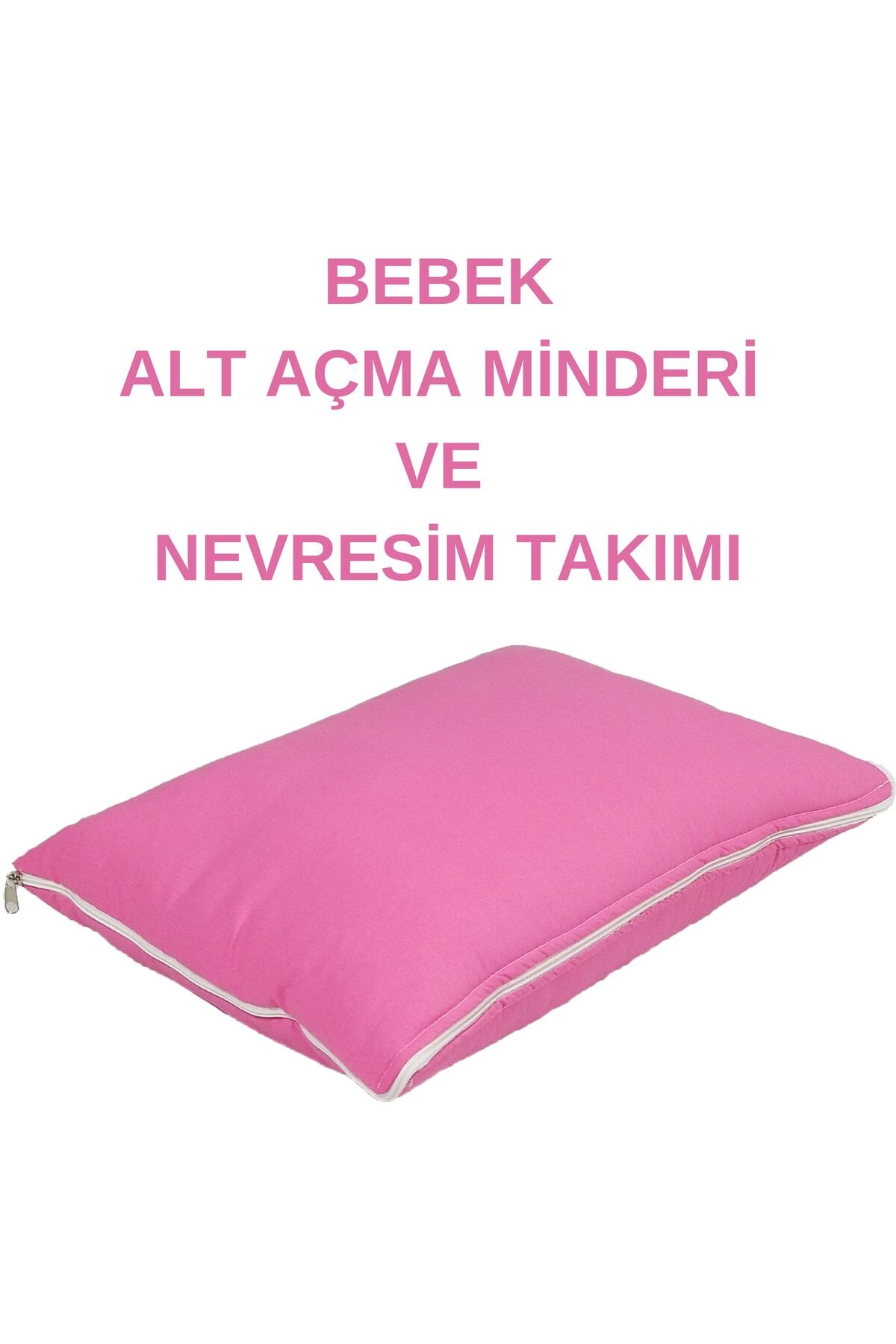 %100 Pamuklu Pembe Kumaş Bebek Alt Açma Minderi Ve Beşik Içi Nevresim Takımı Pembe