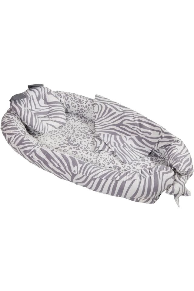 Babynest Puset Içi Set Araba Minderi Emzirme Örtüsü Ve Minderi Beşik Içi Nevresim Takımı 15 Li Set Gri Zebra