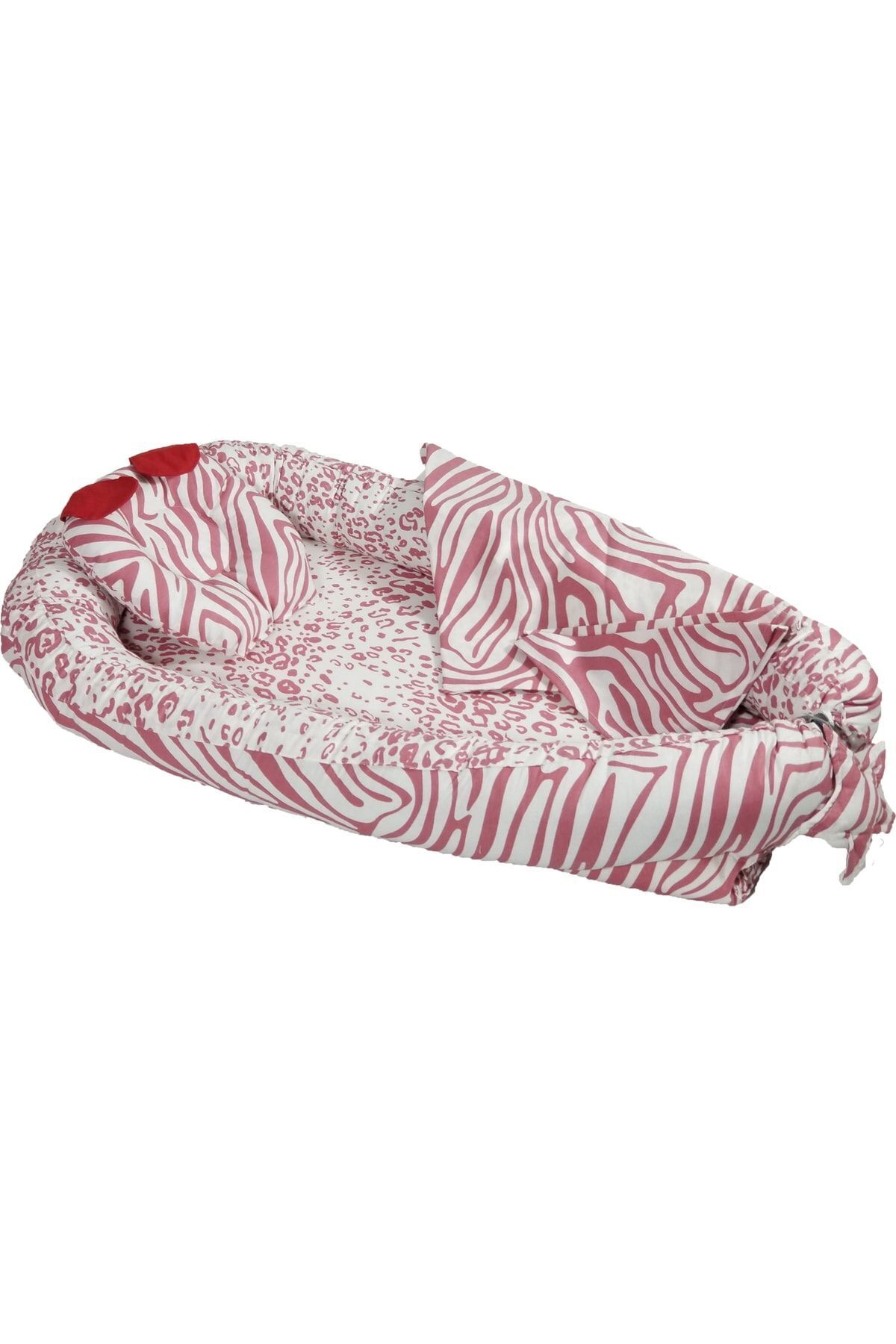 %100 Pamuklu Zebra Kumaş Babynest I-babynest Anne Yanı Bebek Yatağı Kırmızı Zebra