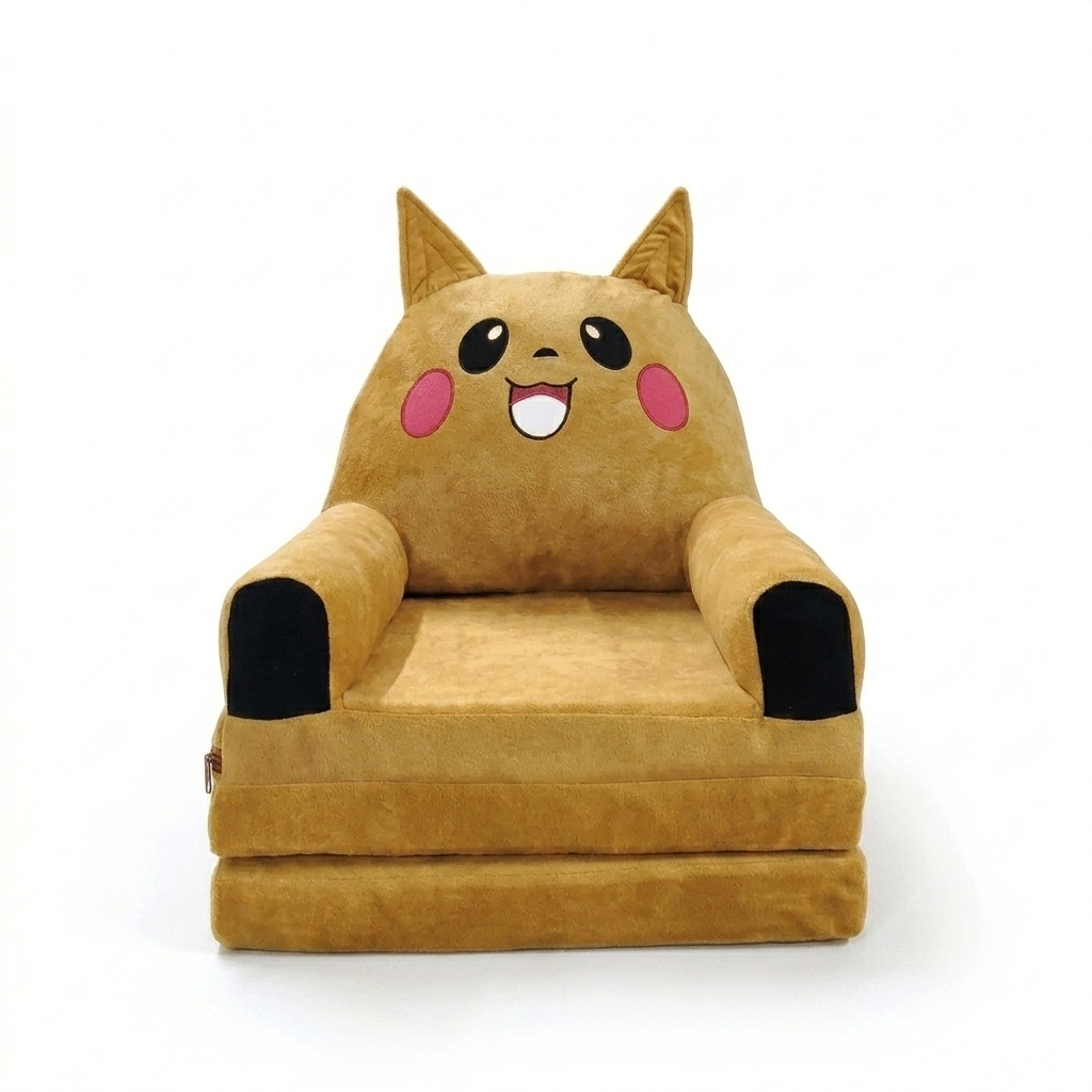 Pikachu Figürlü Katlanabilir Çocuk Koltuğu Açılır Yataklı Minder Çocuk Oturma Koltuğu