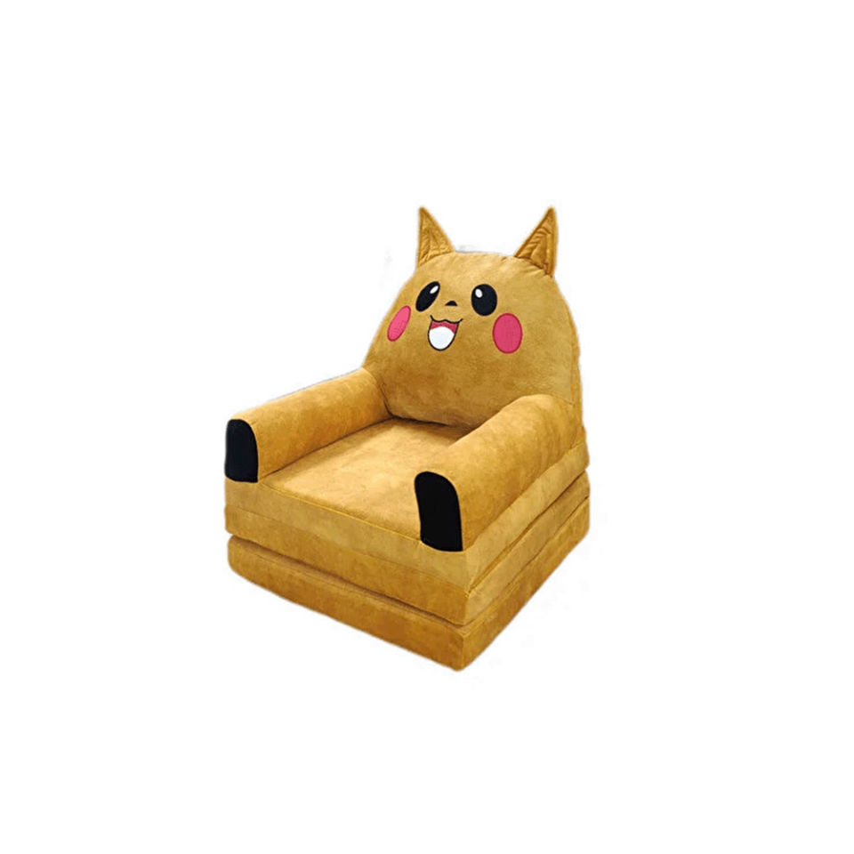 Pikachu Figürlü Katlanabilir Çocuk Koltuğu Açılır Yataklı Minder Çocuk Oturma Koltuğu