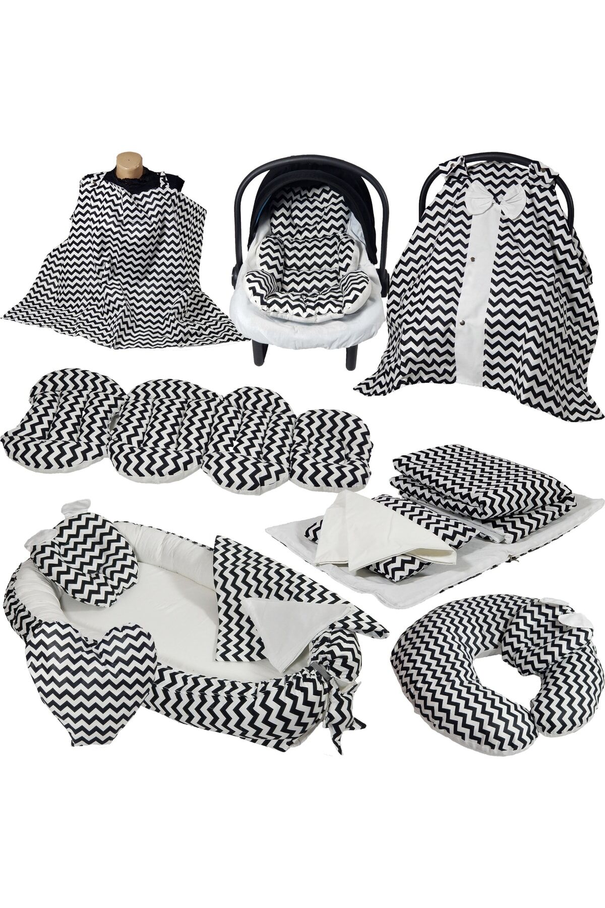 Babynest Puset Içi Set Araba Minderi Emzirme Örtüsü Ve Minderi Beşik Içi Nevresim Takımı 15 Li Set