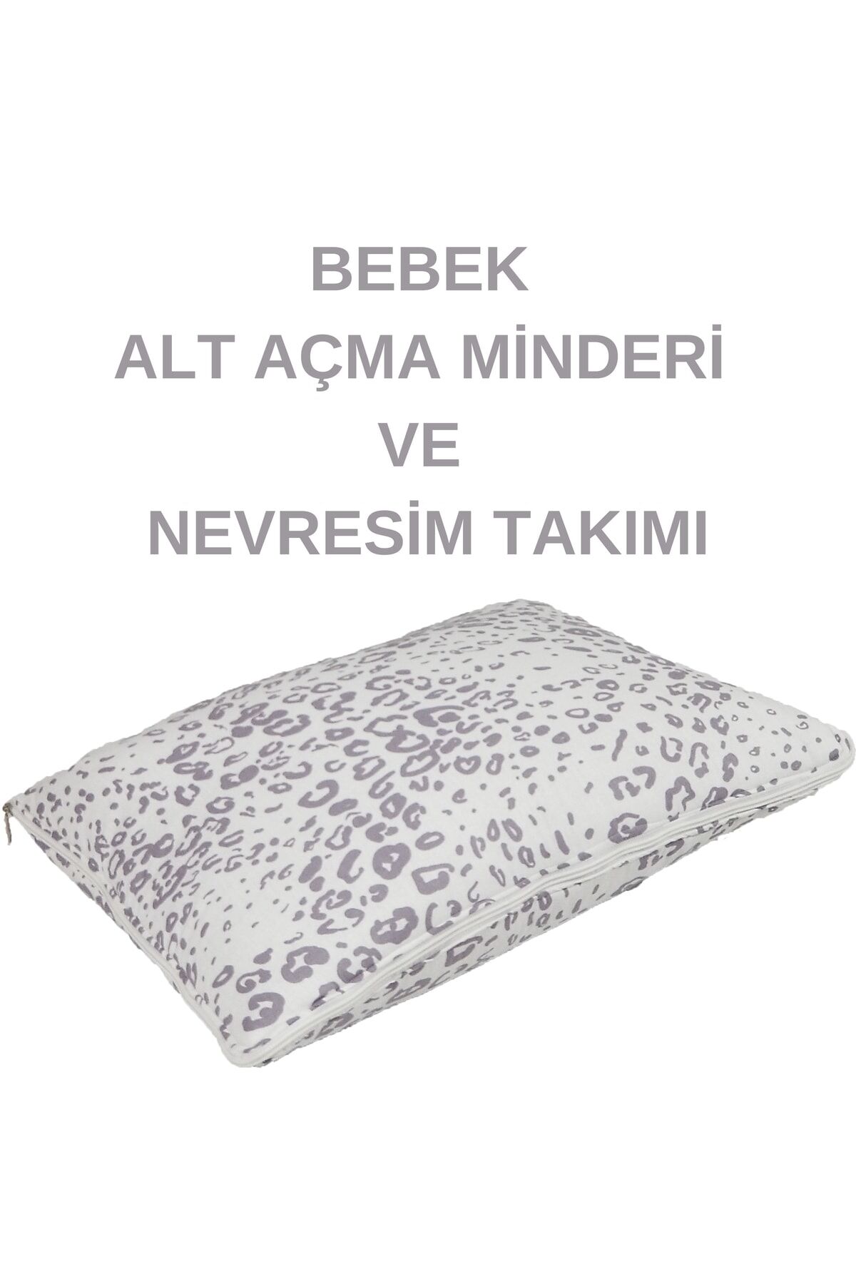 %100 Pamuklu Gri Zebra Kumaş Bebek Alt Açma Minderi Ve Beşik Içi Nevresim Takımı
