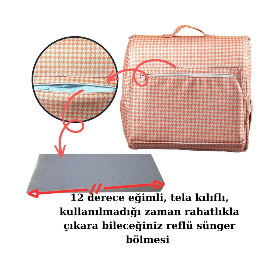 Çantalı Babynest, Bebek Çantası, Taşına Bilir Ebeveyn Yanı Reflü Yatağı Kazayağı Desenli