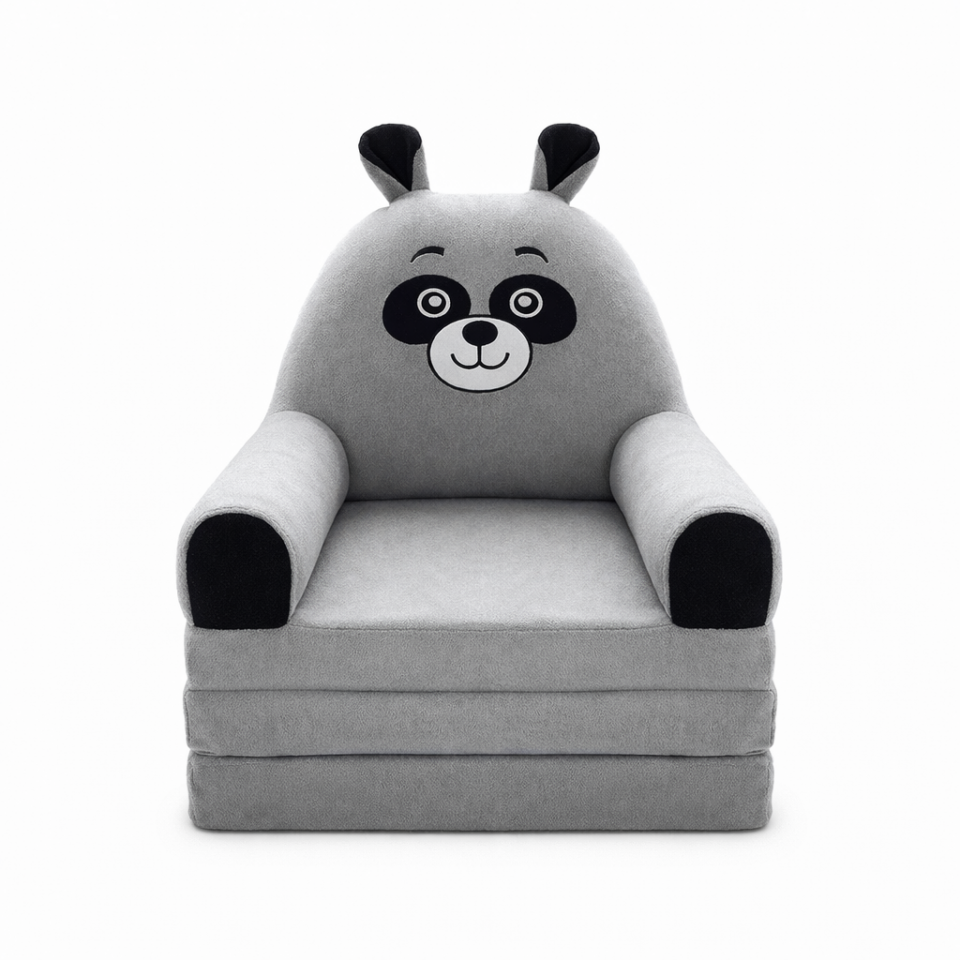 Panda Figürlü Katlanabilir Çocuk Koltuğu Açılır Yataklı Minder Çocuk Oturma Koltuğu