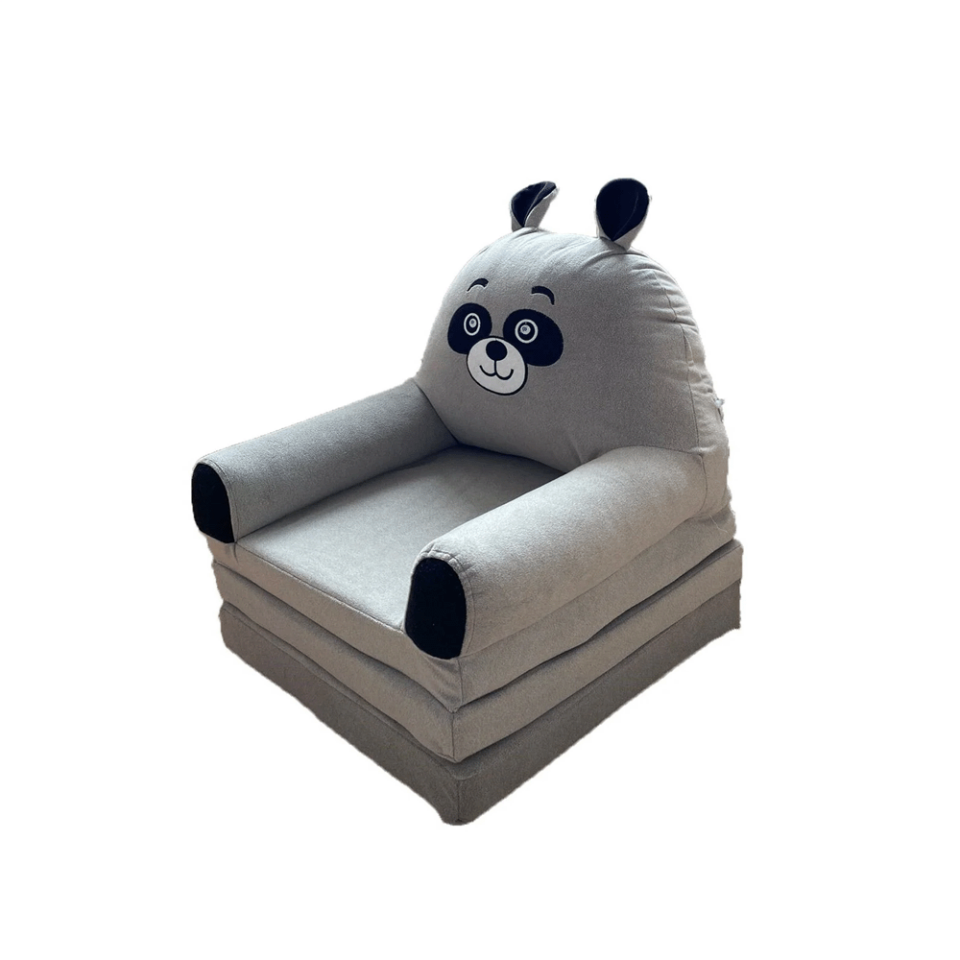 Panda Figürlü Katlanabilir Çocuk Koltuğu Açılır Yataklı Minder Çocuk Oturma Koltuğu