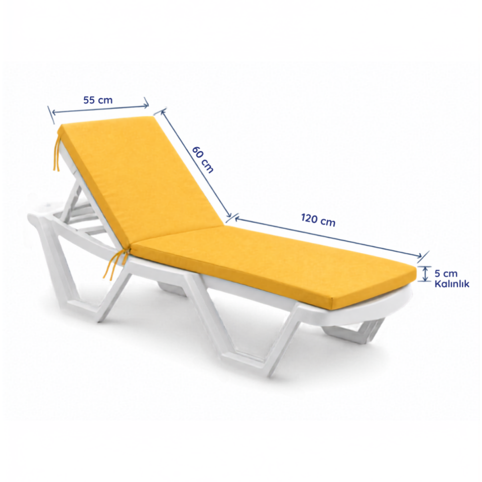 Cepli Cırt Cırtlı 5 cm Kalın Süngerli Şezlong Minderi 50x180 cm