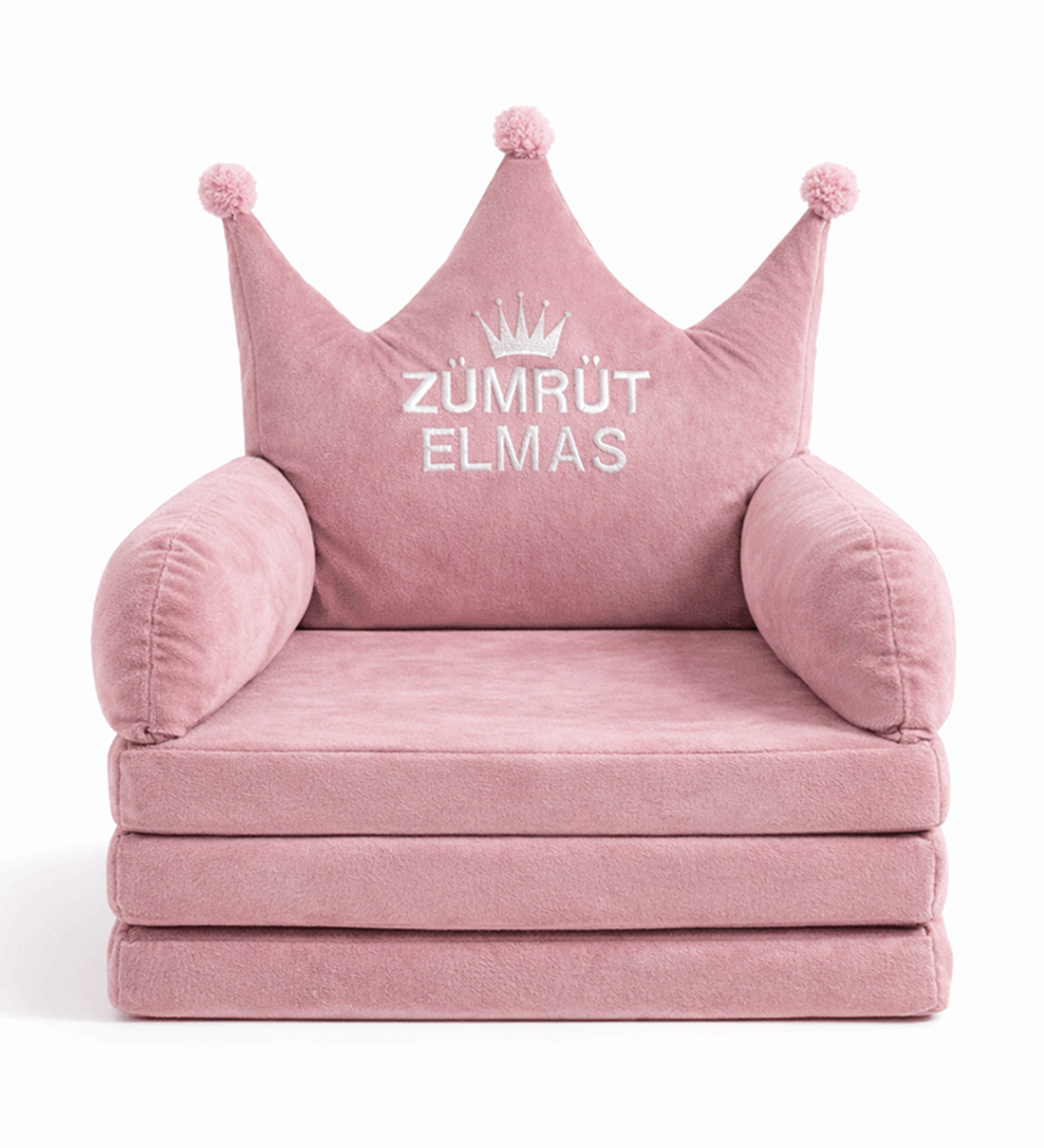Kişiye Özel İsimli Taç Tasarımlı Bebek & Çocuk Koltuğu Pembe