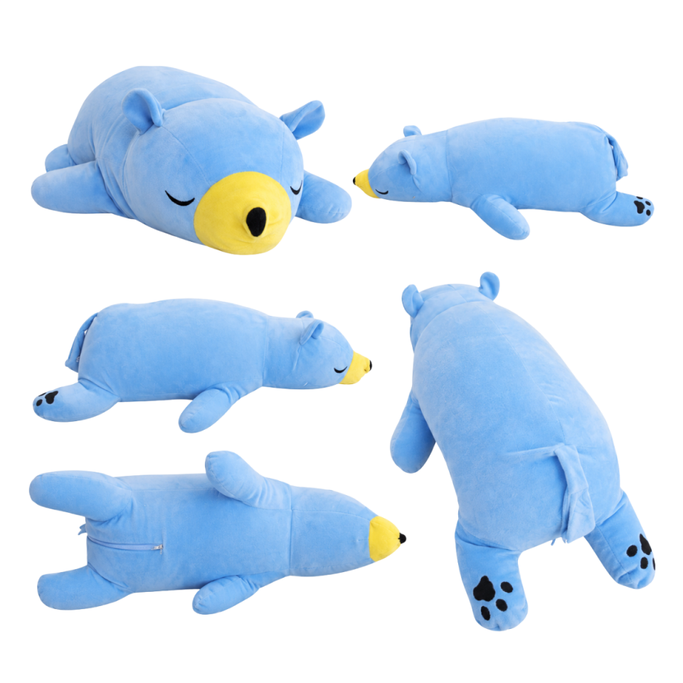 Uyku Arkadaşı Peluş Ayıcık Yastık – Bebek ve Çocuk İçin Yumuşak Babyface Kumaş Açık Mavi
