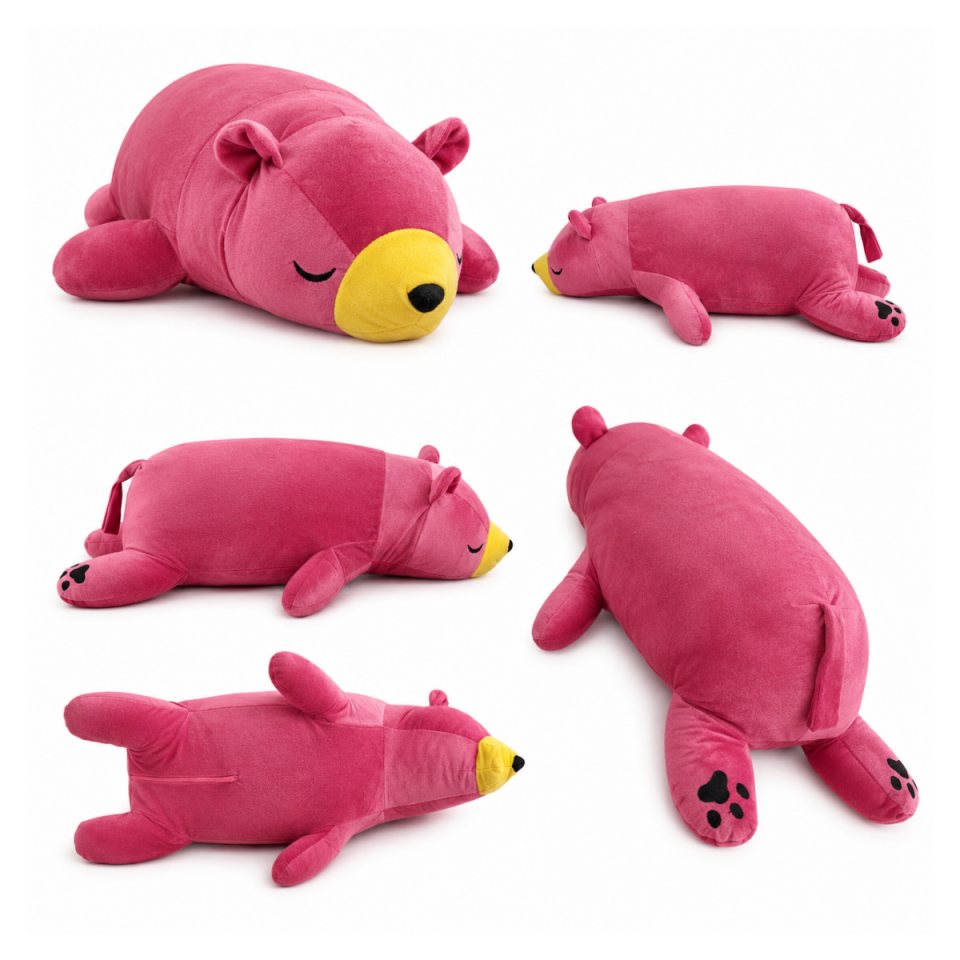 Uyku Arkadaşı Peluş Ayıcık Yastık – Bebek ve Çocuk İçin Yumuşak Babyface Kumaş Pembe