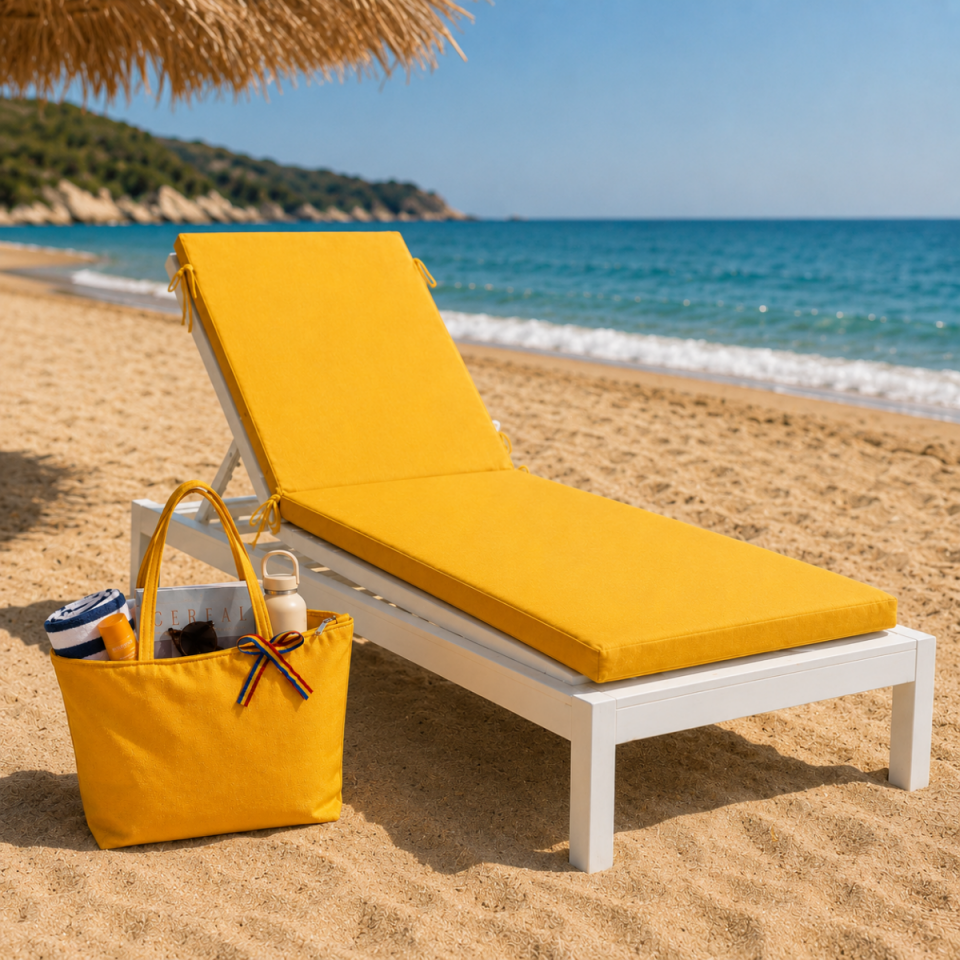 Sarı Plaj Çantası Fermuarlı Büyük Boy 40x50 cm Su İtici Kumaş Omuz Çantası Havuz Deniz Tatil Çantası